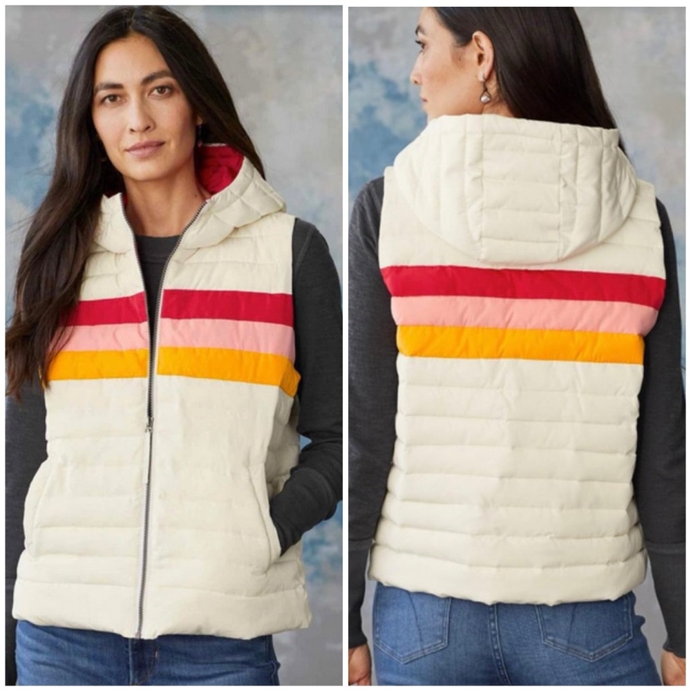 ✂️Sundance Dandelion Three Stripe Hooded Insulated Puffer Vest